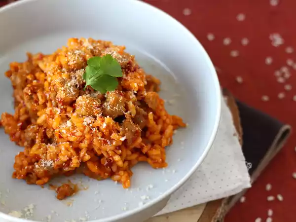 Rezept Risotto 'nduja und wurst, ein erster gang mit intensivem geschmack