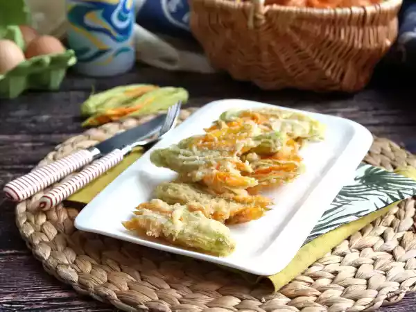 Rezept Gebratene zucchiniblüten, das rezept für teig mit sprudelwasser