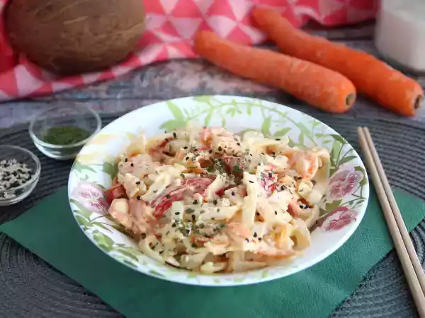 Rezept Thai pasta (kokosnuss-sahne-nudeln mit garnelen und gemüse)