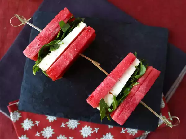 Rezept Sandwich wassermelone feta rucola, das virale rezept für den sommer!