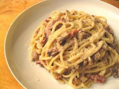 Rezept Spaghetti mit champignons und schinken