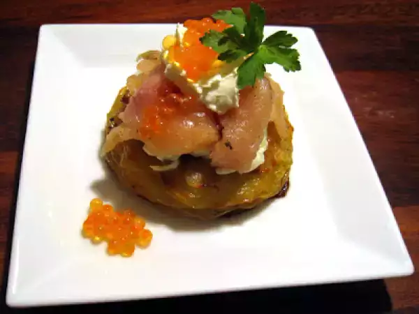 Rezept Freitag ist fischtag- mit gebeiztem saibling und kartoffeltörtchen
