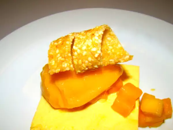 Rezept Mangofool: parfait, sorbet, salat und sesam-ingwer-hippe
