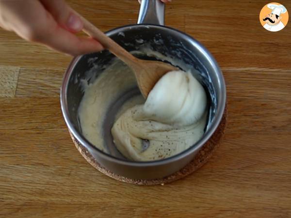 Crêpes gefüllt mit Béchamel, Käse und Schinken - Zubereitung Schritt 7