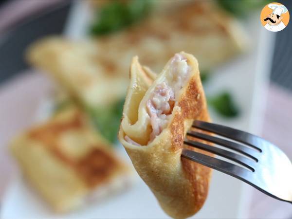 Crêpes gefüllt mit Béchamel, Käse und Schinken - Zubereitung Schritt 11