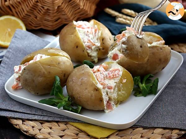 Kartoffeln gefüllt mit Räucherlachs und Frischkäse - Zubereitung Schritt 4