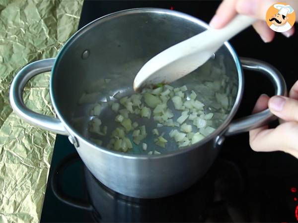 Vegetarisches Risotto mit getrockneten Tomaten und Pilzen - Zubereitung Schritt 1