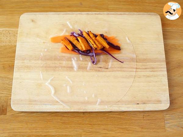 Vegetarische Frühlingsrollen – Rotkohl und Süßkartoffel - Zubereitung Schritt 5