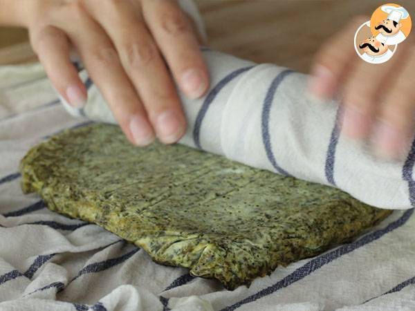 Spinat-, Schinken- und Frischkäseröllchen - Zubereitung Schritt 4