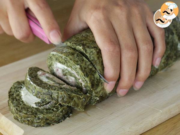 Spinat-, Schinken- und Frischkäseröllchen - Zubereitung Schritt 7