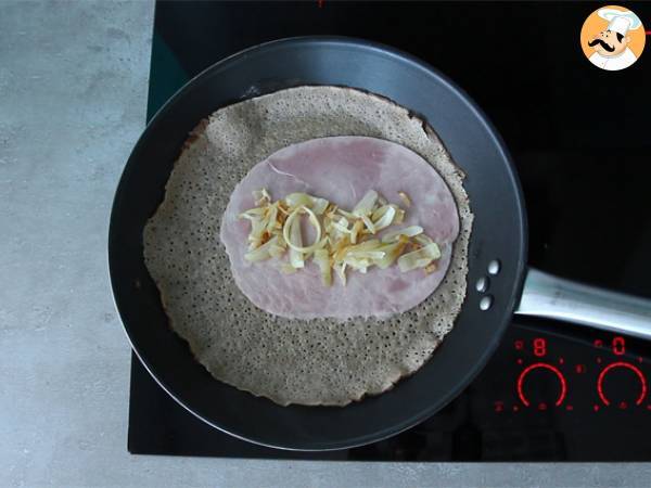 Buchweizenpfannkuchen mit Spinat, Schinken und Ziegenkäse - Zubereitung Schritt 2