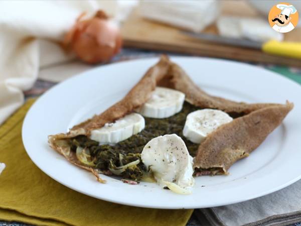 Buchweizenpfannkuchen mit Spinat, Schinken und Ziegenkäse - Zubereitung Schritt 4
