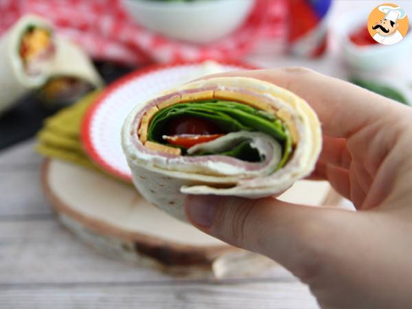 Spinat-Cheddar-Schinken-Wraps - Zubereitung Schritt 3