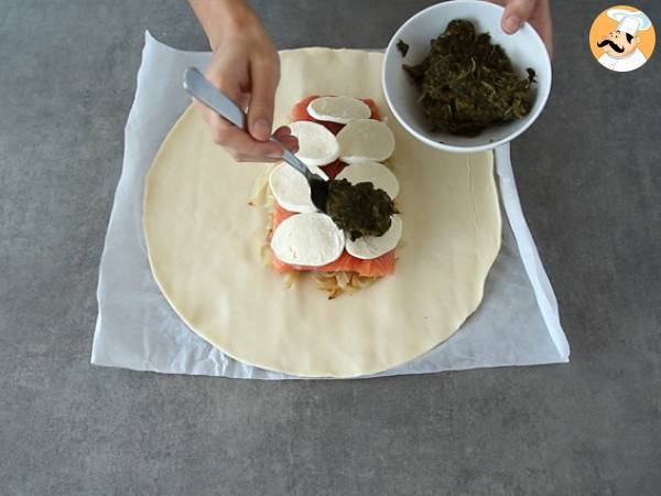 Lachs in Spinatkruste mit Mozzarella-Käse - Zubereitung Schritt 3