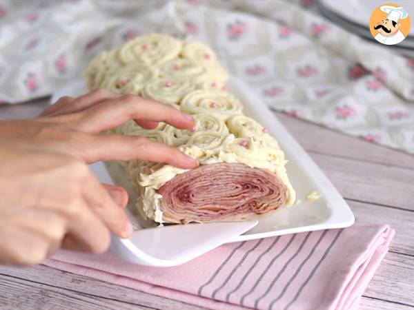 Crêpes-Stamm aus Himbeeren und weißer Schokolade - Zubereitung Schritt 10