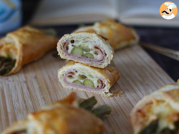 Blätterteiggebäck mit Spargel, Schinken und geschmolzenem Käse - Zubereitung Schritt 7