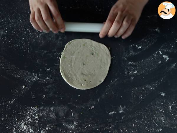 Chinesische Pfannkuchen mit Frühlingszwiebeln – Frühlingszwiebelpfannkuchen - Zubereitung Schritt 4