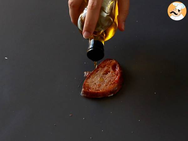 Tartine Tomaten und Serrano-Schinken - Zubereitung Schritt 3