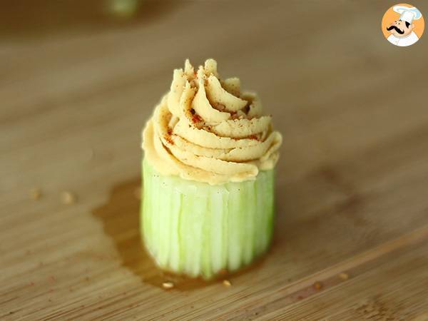 Vegane Cupcakes aus Gurken und Hummus - Zubereitung Schritt 5