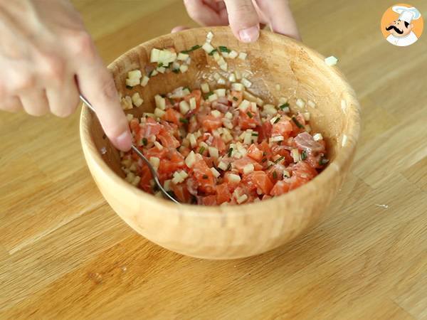 Gut gekühltes Tartar mit Lachs und grünem Apfel - Zubereitung Schritt 3