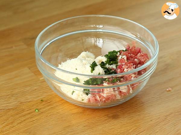 Tortellinis mit Parmesan, Schinken und Basilikum - Zubereitung Schritt 3