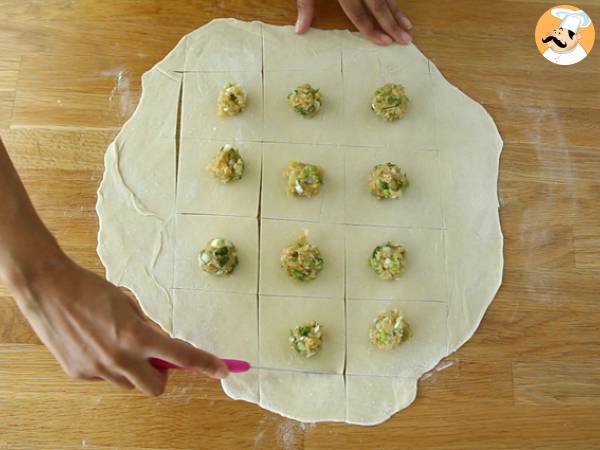 Gedämpfte Teigtaschen - Bouchons réunionnais mit Huhn - Zubereitung Schritt 4