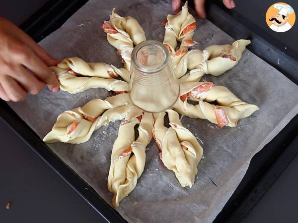 Blätterteigflocken mit Lachs und Frischkäse, perfekt zum Aufpicken beim Aperitif - Zubereitung Schritt 5