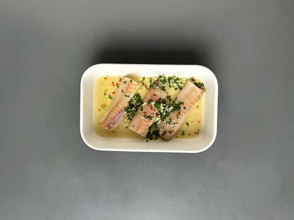 Seehecht aus der Heißluftfritteuse mit Weißweinsauce, Kartoffeln und Gemüse - Zubereitung Schritt 6