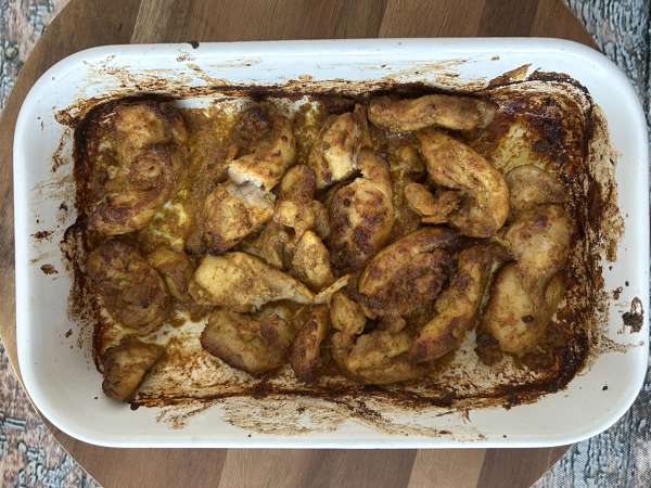 Hähnchen-Shawarma aus der Heißluftfritteuse, Pita und Tahini-Sauce - Zubereitung Schritt 6