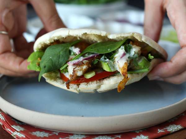 Hähnchen-Shawarma aus der Heißluftfritteuse, Pita und Tahini-Sauce - Zubereitung Schritt 8
