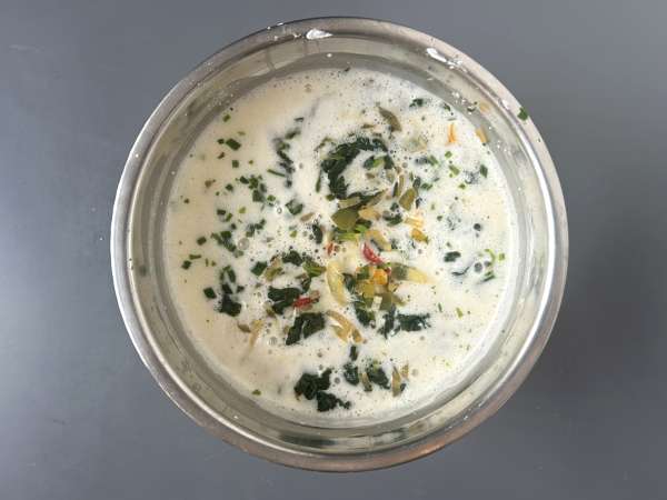 Quiche ohne Boden mit Lachs, Spinat und Hüttenkäse - Zubereitung Schritt 5