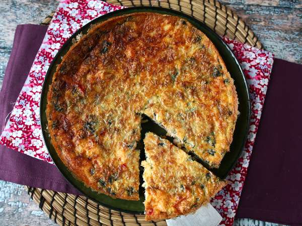 Quiche ohne Boden mit Lachs, Spinat und Hüttenkäse - Zubereitung Schritt 9