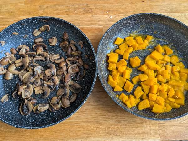 Nudelauflauf mit Kürbis und Champignons : cremig und vegetarisch - Zubereitung Schritt 4