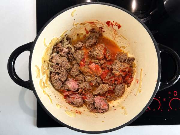Cremige Kürbis-Hackfleisch-Pfanne : einfaches One-Pot-Rezept - Zubereitung Schritt 3