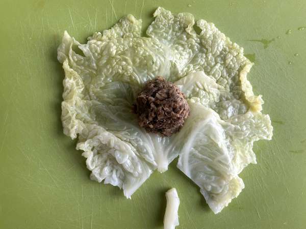 Vegetarische Kohlrouladen mit Pilzen, Reis und Miso - Zubereitung Schritt 6