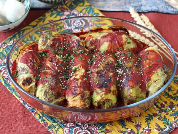 Vegetarische Kohlrouladen mit Pilzen, Reis und Miso - Zubereitung Schritt 11