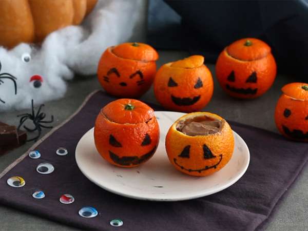 Halloween-Clementinen mit Schokomousse : einfaches Dessert - Zubereitung Schritt 6