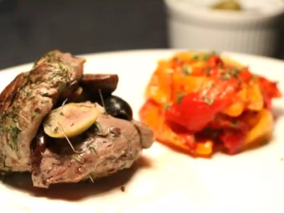 Akupunktur-Lamm mit Pepperonata und Auberginengemüse