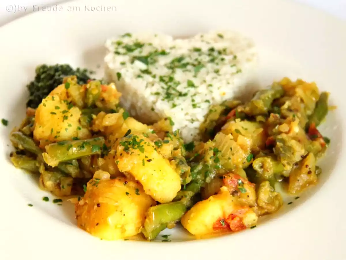 Aloo Phalli - Fisolen Kartoffel Gemüse indisch-
