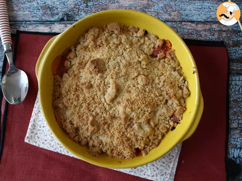 Aprikosen-Crumble, das super wohlig schmelzende und knusprige Dessert, foto 4