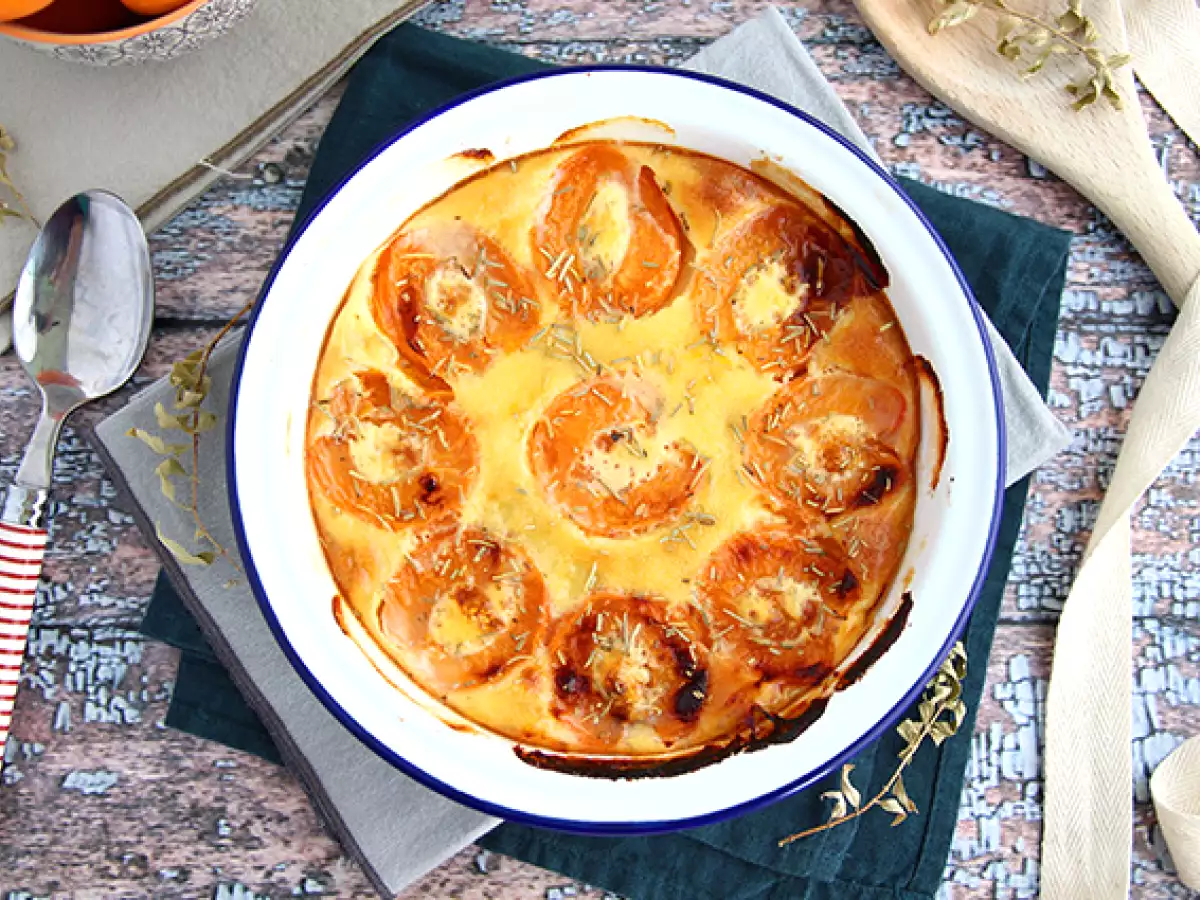 Aprikosengratin mit Kokosmilch