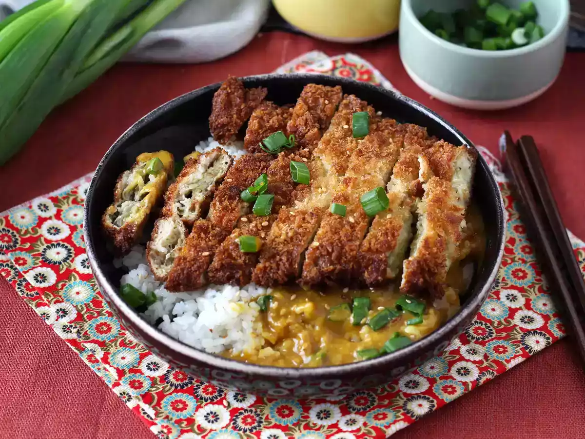 Rezept: aubergine katsu mit panko, vegetarisches curry