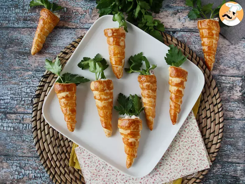Blätterteig-Karotten zu süß für den Oster-Aperitif: Ziegenkäse und sonnengetrocknete Tomaten, foto 4