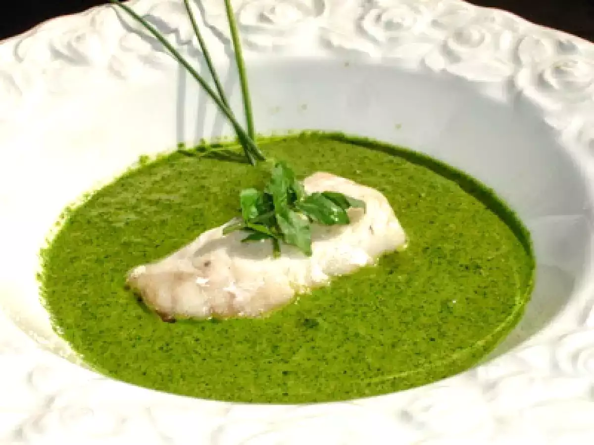 Brunnenkressecreme mit confiertem Bacalao