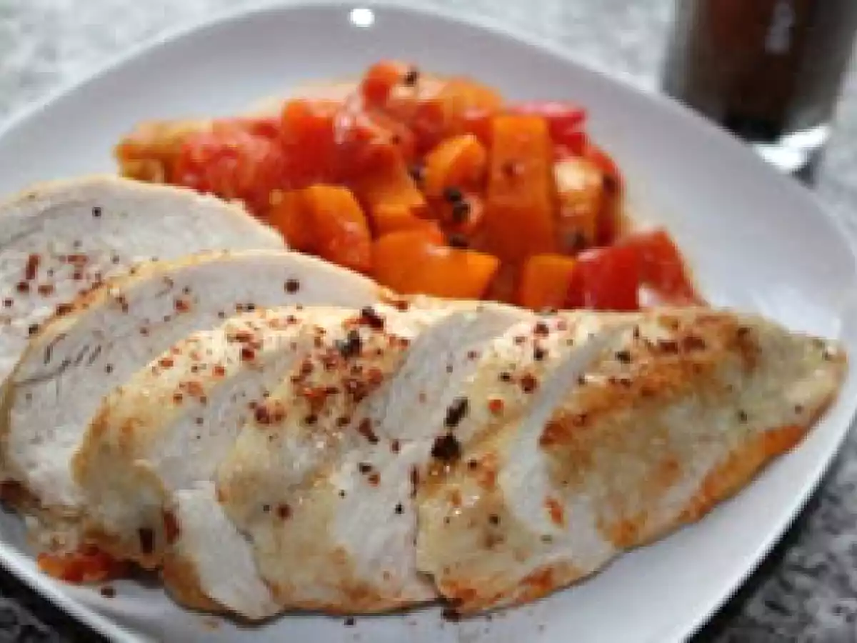 Cacao&Chili Hähnchen auf Kürbis-Paprika Gemüse