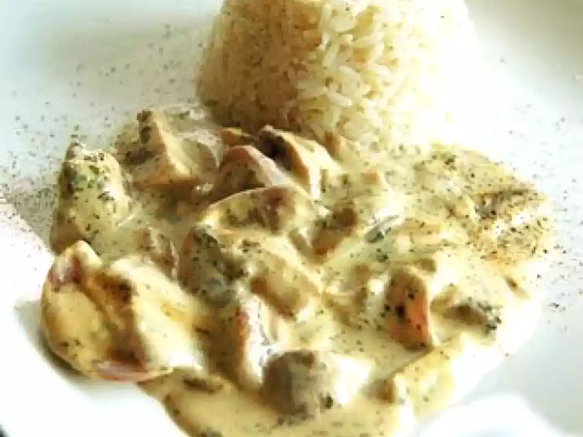 Champignon-Frischkäsepfanne mit Reis