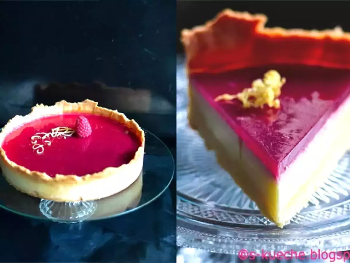 Cheesecake Tarte mit Himbeerspiegel