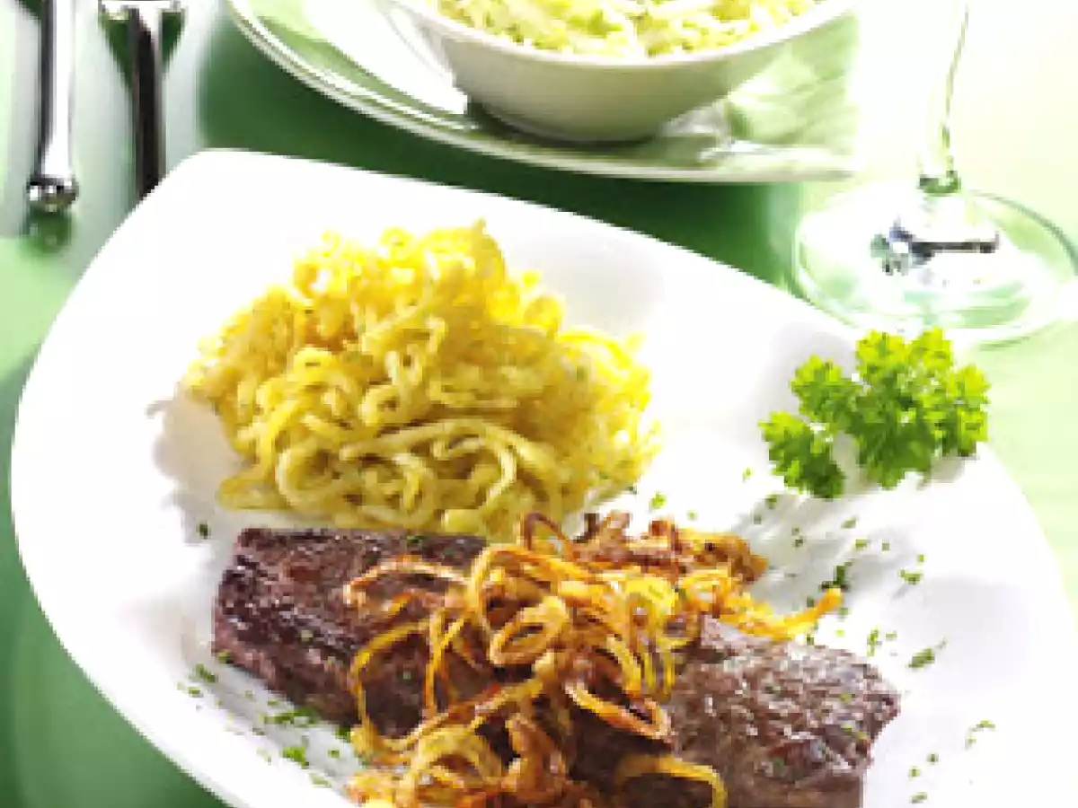 Cholesterinarme Rezepte: Schwäbischer Zwiebelrostbraten