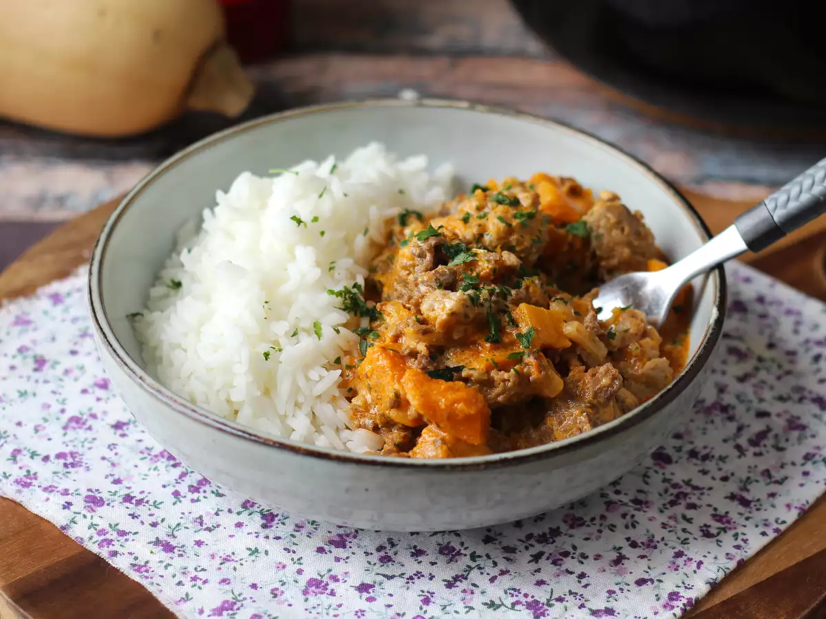Cremige Kürbis-Hackfleisch-Pfanne : einfaches One-Pot-Rezept - foto 2