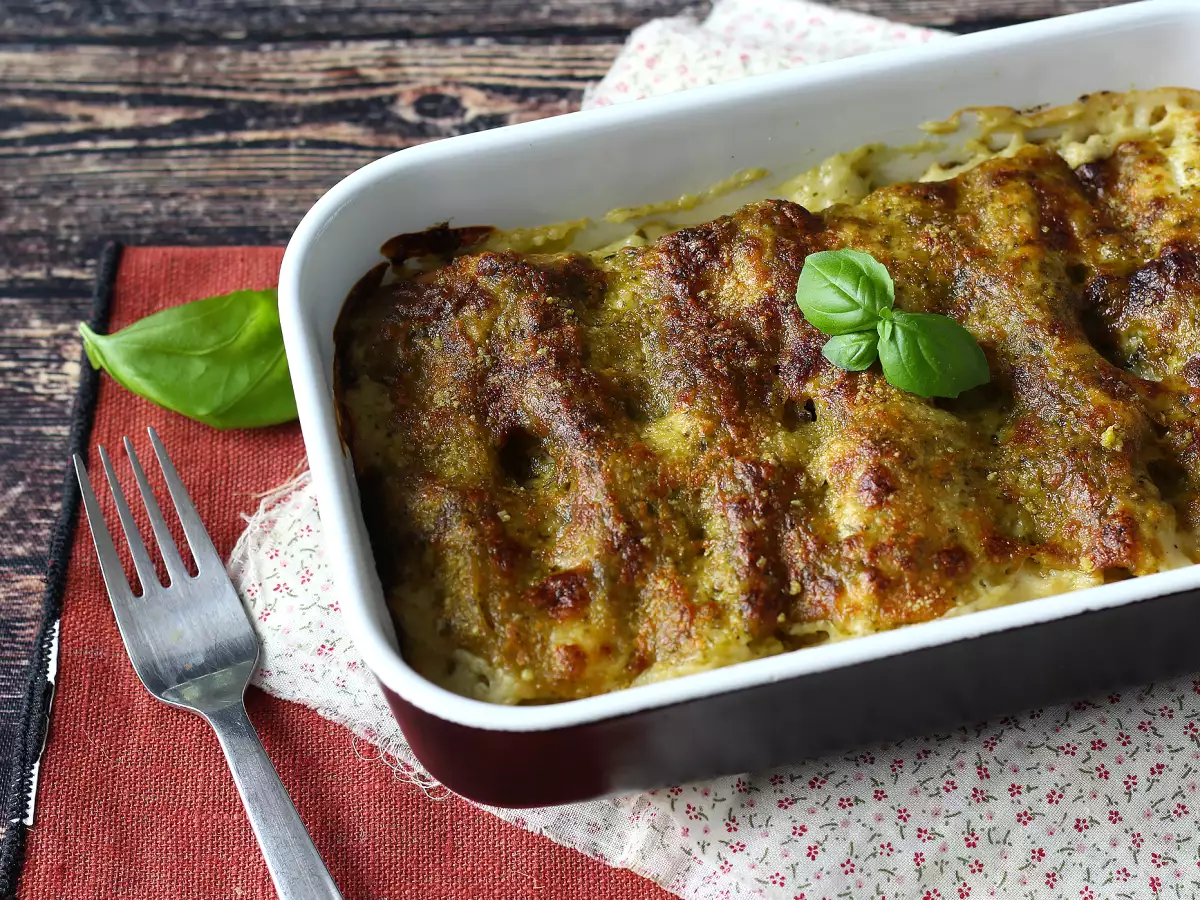 Cremige, überbackene Cannelloni mit Pesto: das einfache und leckere Rezept - foto 3